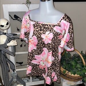 Gemstone Floral Animal Print Top